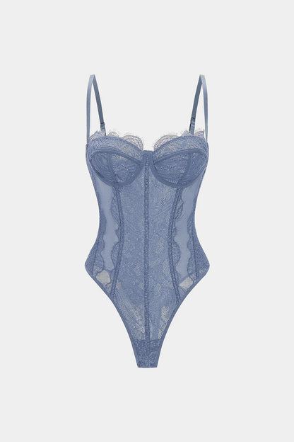 Mesh patchwork bustier korset bodysuit