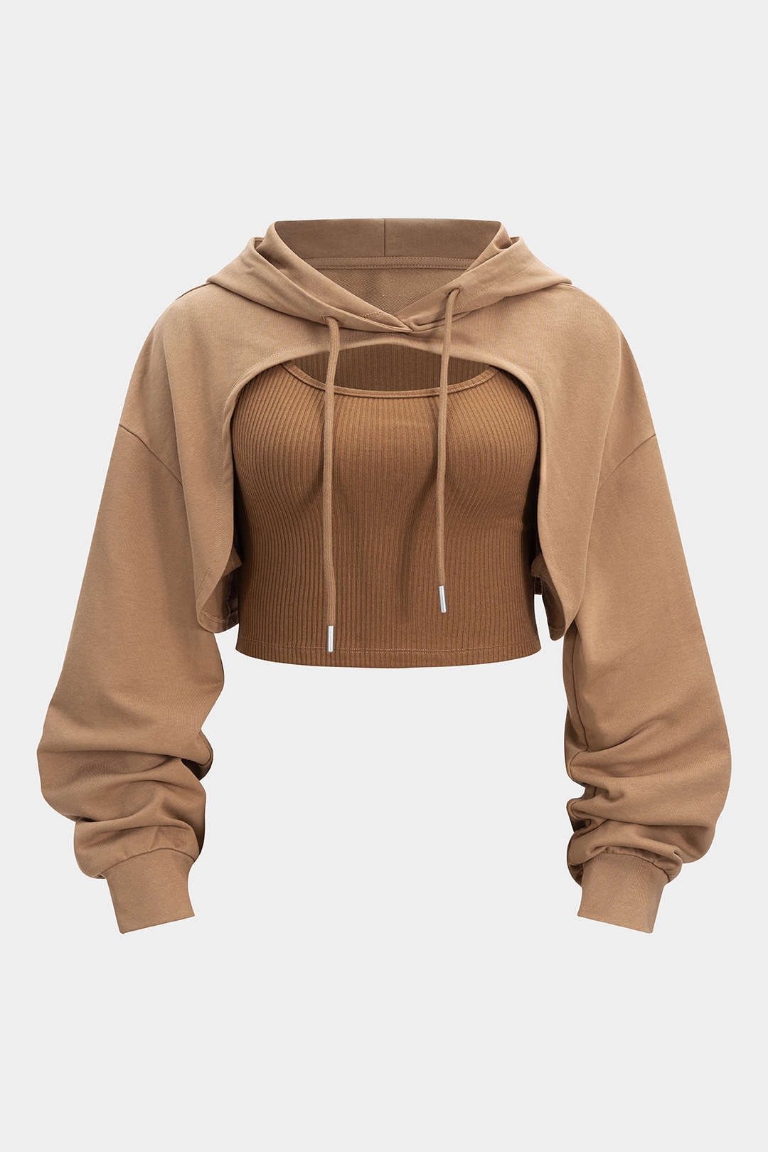 Hoodie met trekkoord en uitsnijding