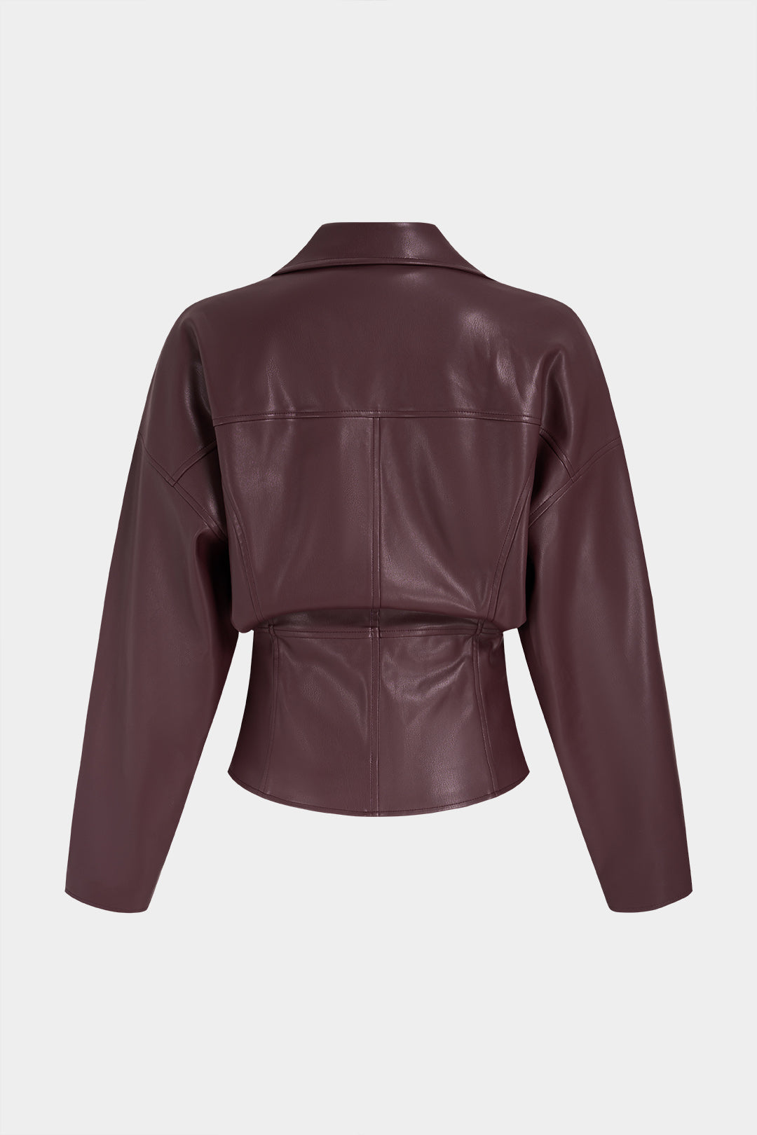 Leren-look jasje met revers en zakken