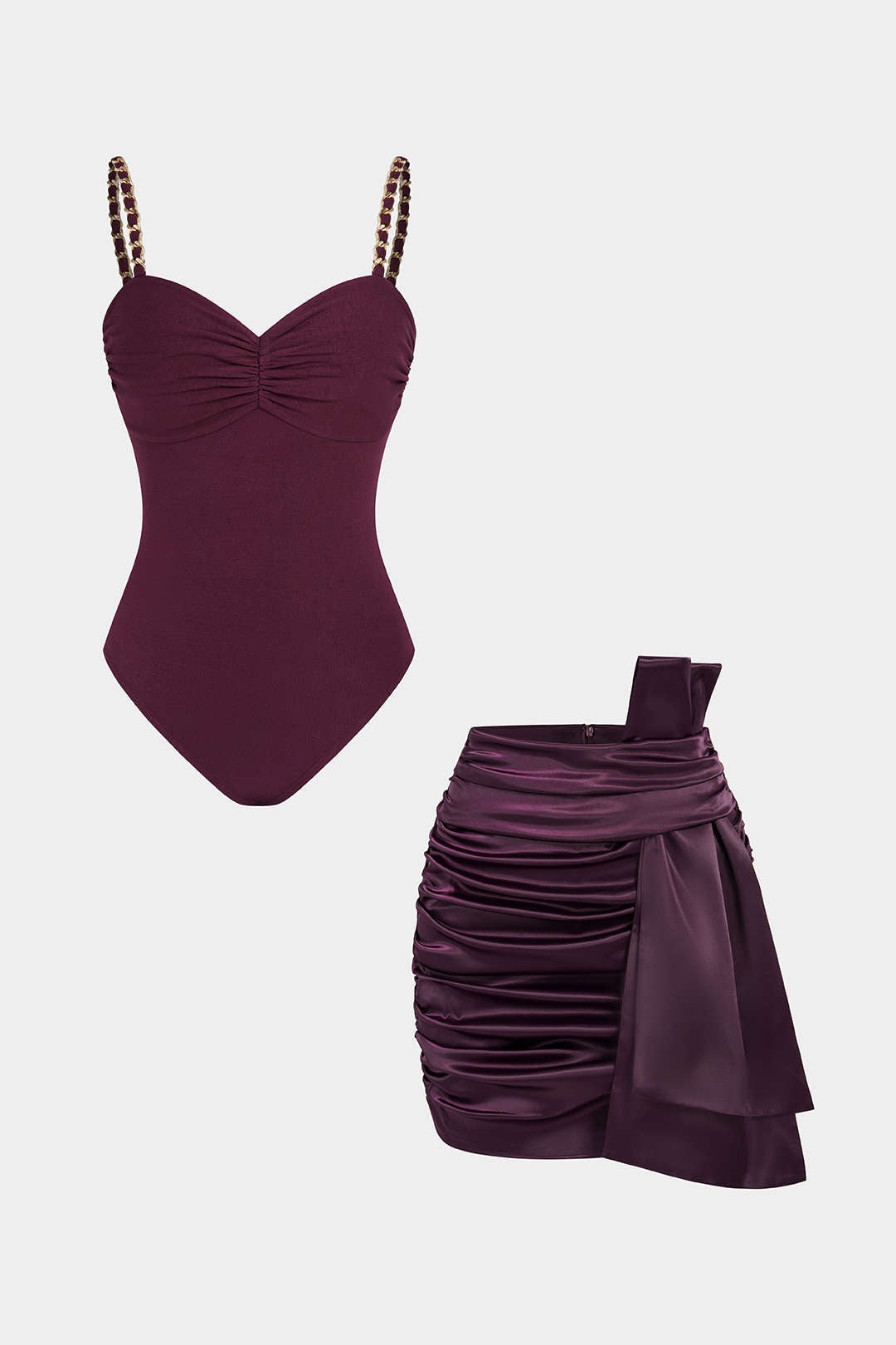 Metallic set met body en minirok
