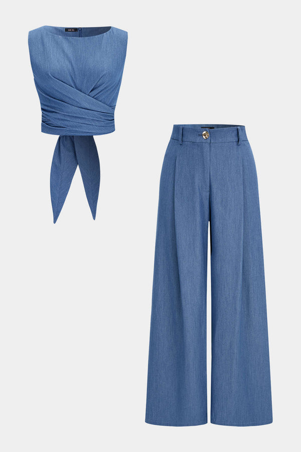 Tess - Linnen set met tanktop en broek