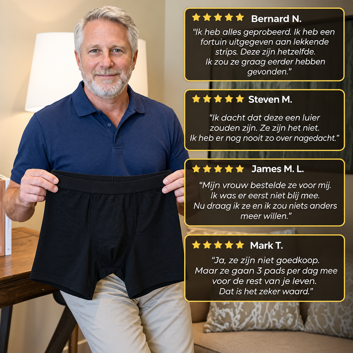 Premium Wasbare Boxer - Geeft extra zekerheid bij urineverlies.