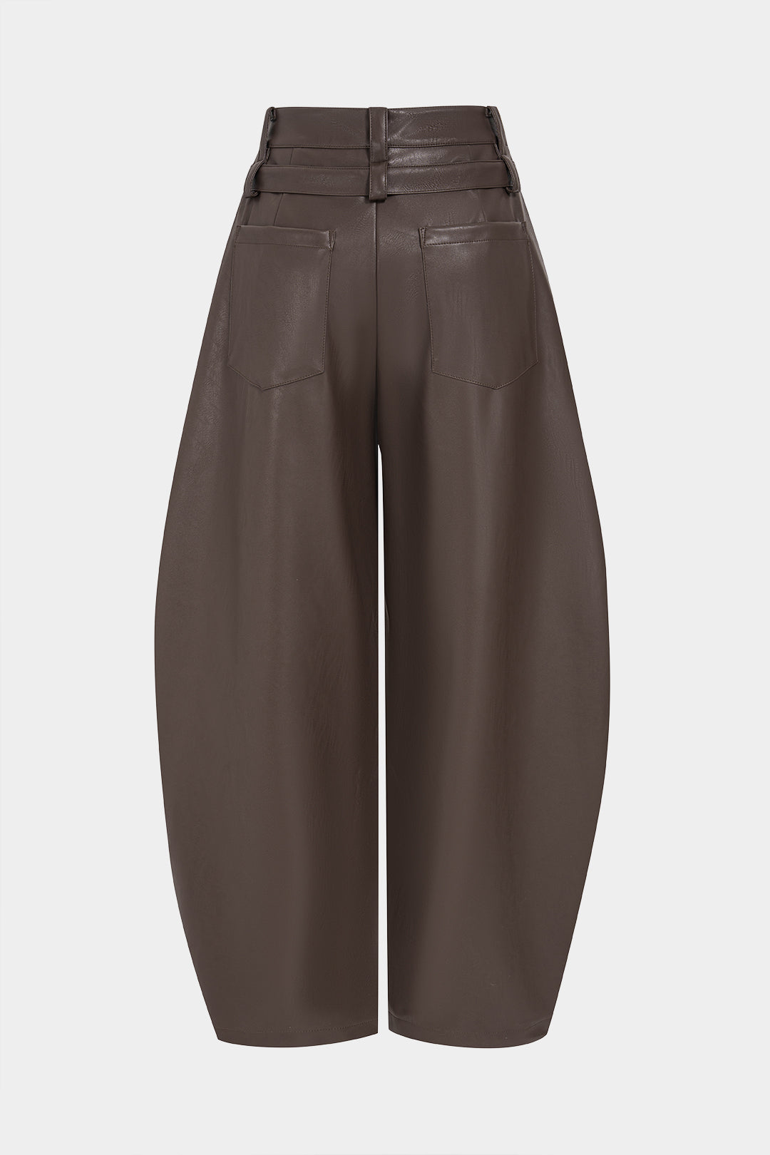Leren-look broek met ruches, zakken en ballonmodel