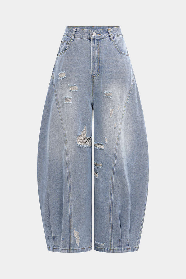 Zoë - Ripped jeans met wijde pijpen
