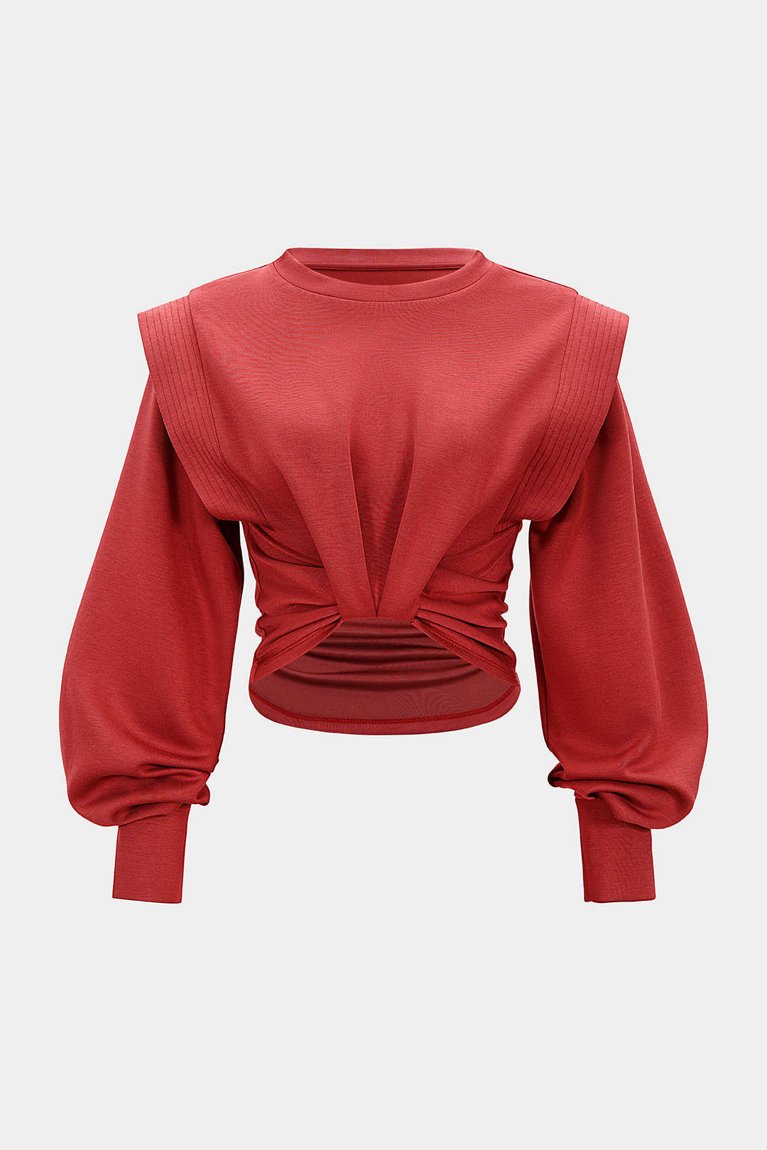 Sweater met ruches, ronde hals en lange mouwen