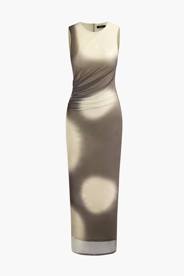 Tie-dye mesh maxijurk met split