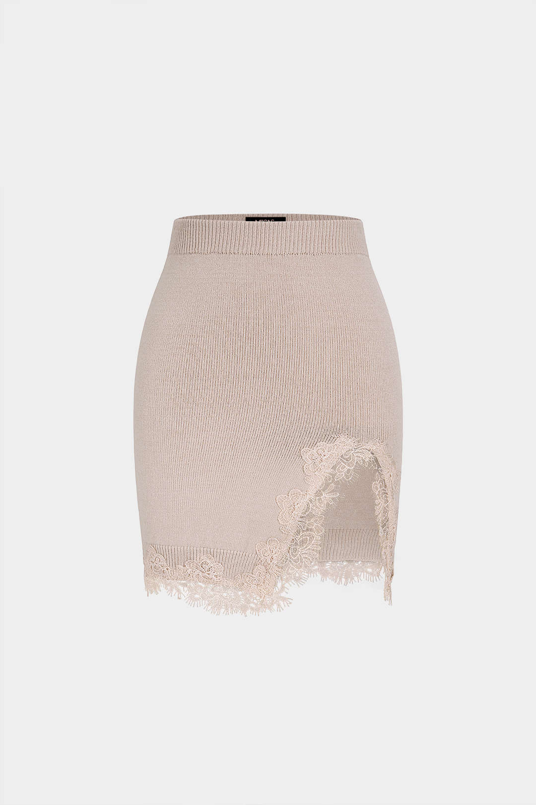 Gebreide patchwork rok met kanten rand