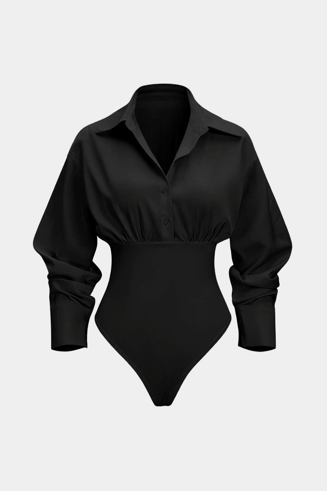 Effen patchwork body met lange mouwen