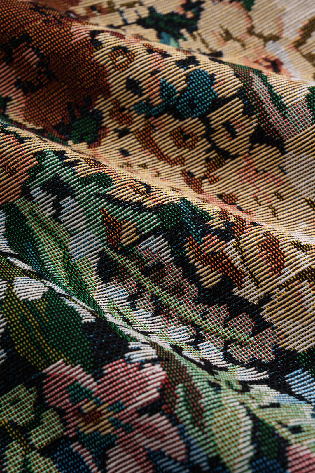 Jacquard patchwork jasje met revers en rits