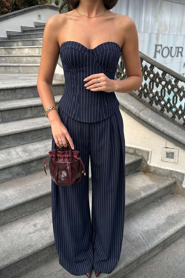 Gestreepte strapless top met rits
