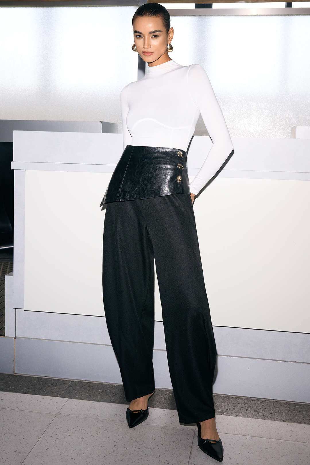 Leren-look metallic pantalon