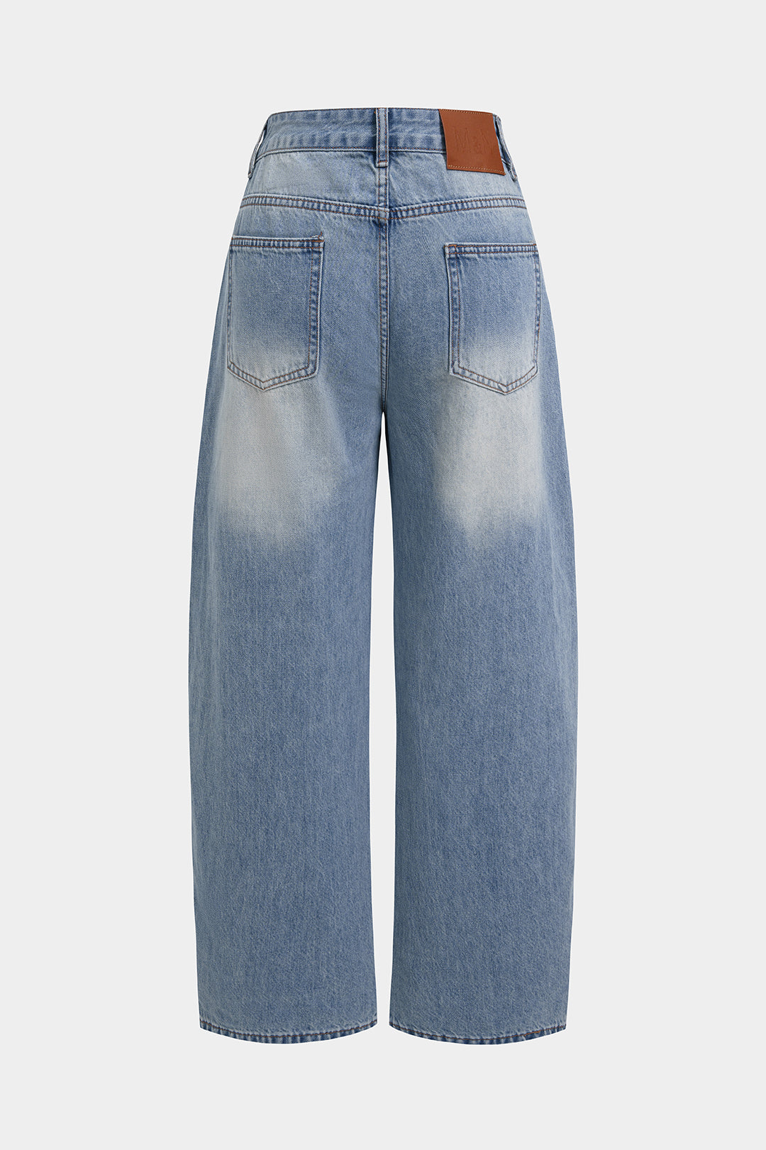 Asymmetrische jeans met rafelrand en wijde pijpen