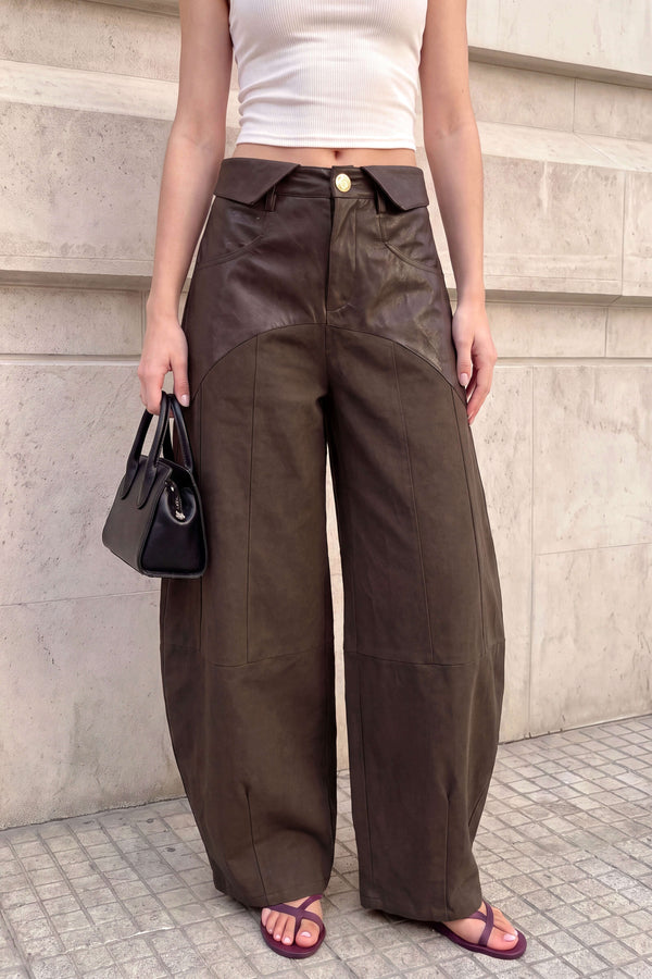 Bo - Leren-look patchwork broek