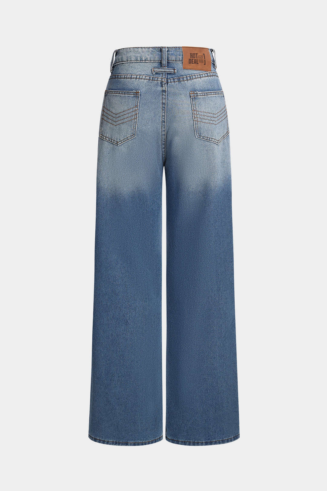 Jeans met knoopjes, hoge taille en rechte pijp