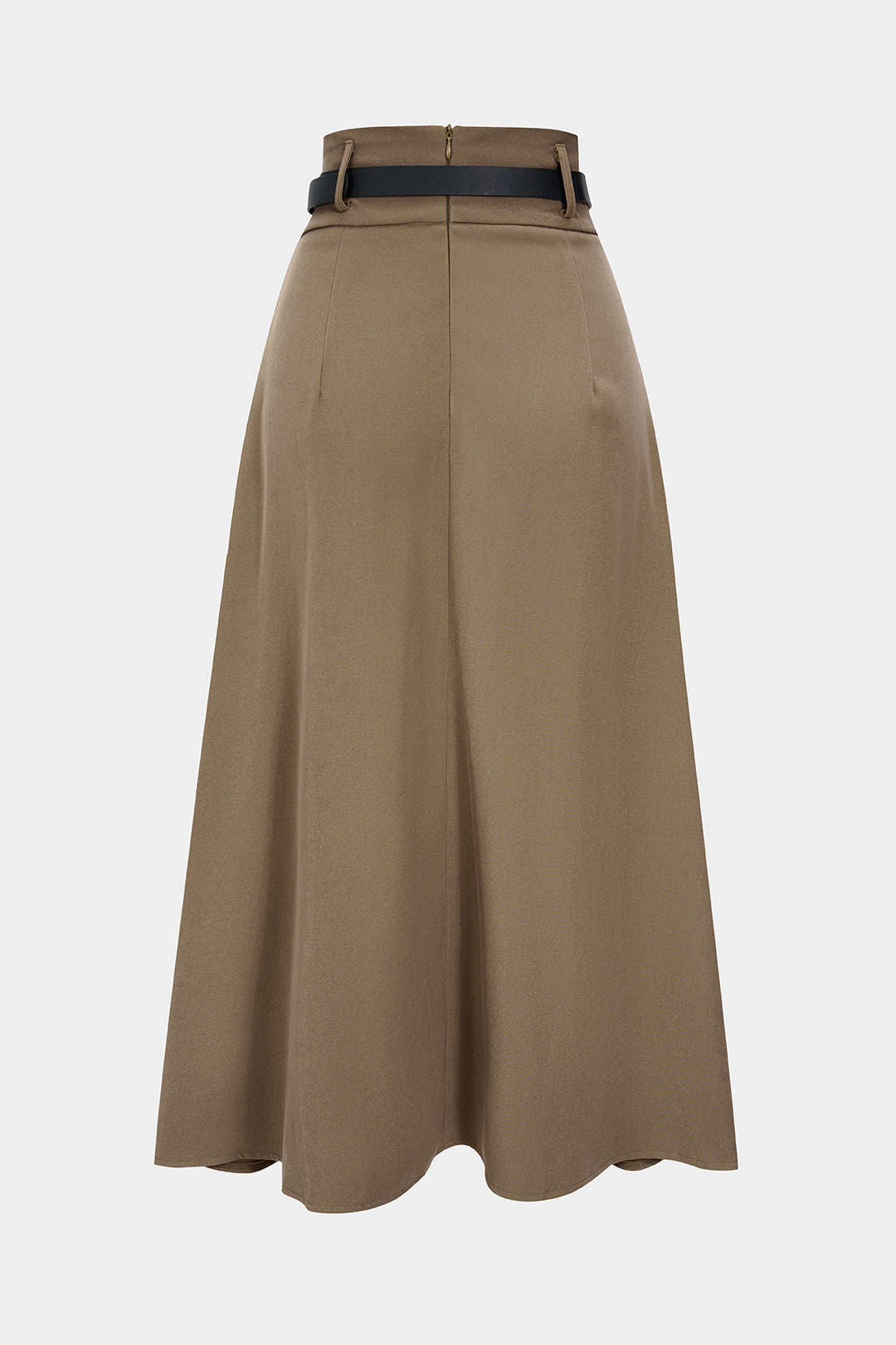 Asymmetrische rok met riem, ruches en hoge taille