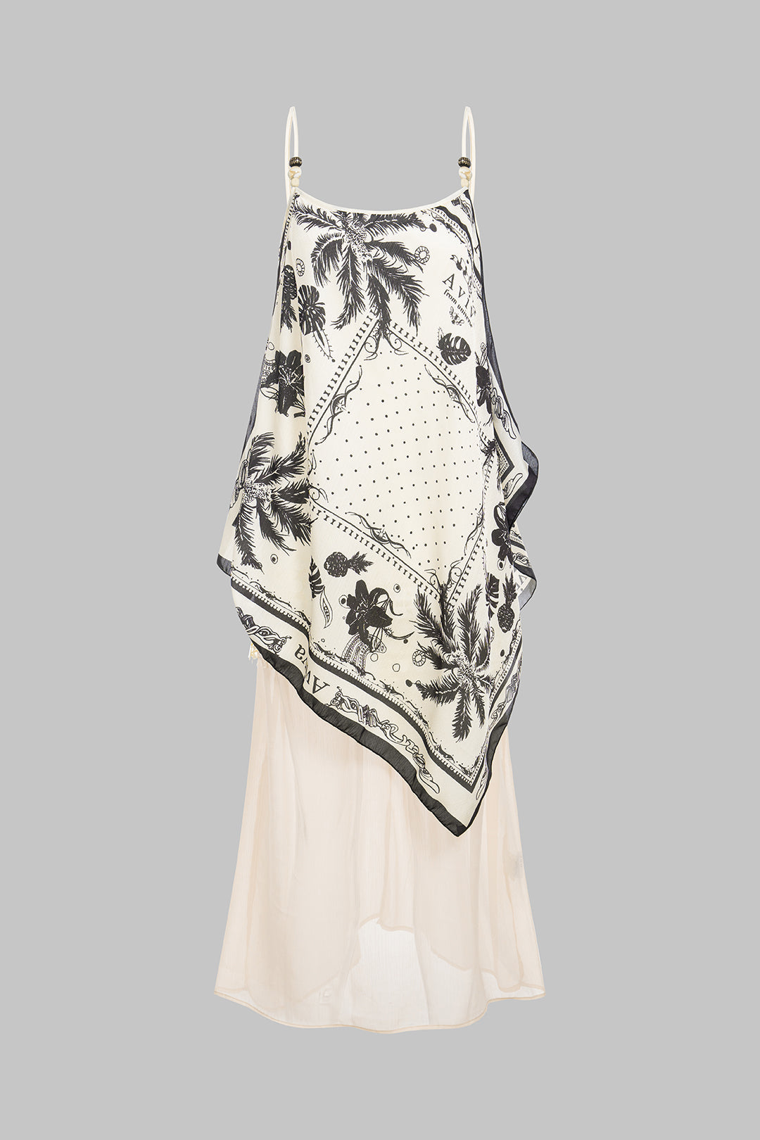 Patchwork mouwloze midijurk met pailletten en kralen