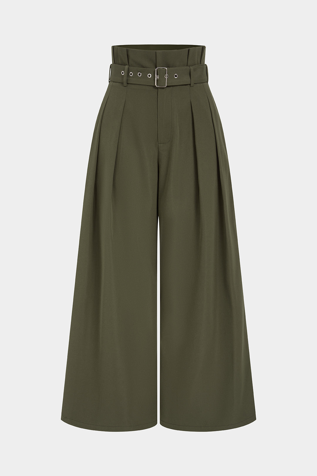 Broek met riem, hoge taille en rechte pijp