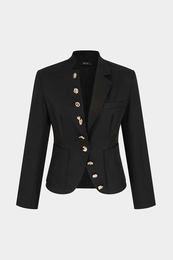 Metallic blazer met V-hals