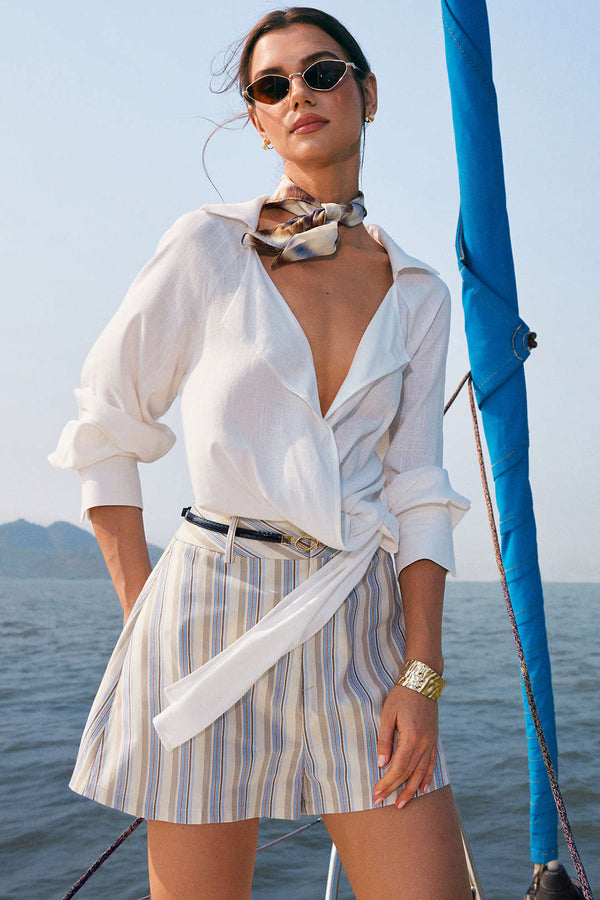Blouse met revers, knoopdetail en lange mouwen