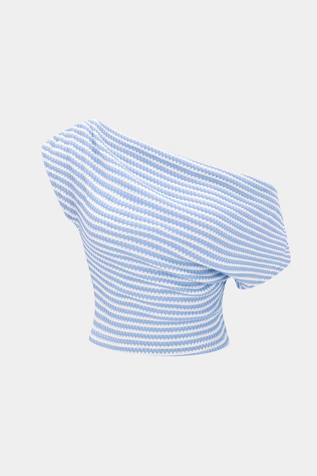 Gestreept T-shirt met één schouder en korte mouwen