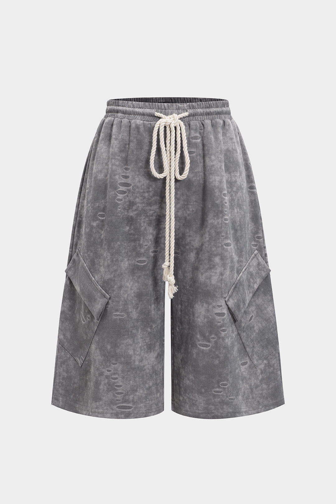 Verwassen short met strik en hoge taille