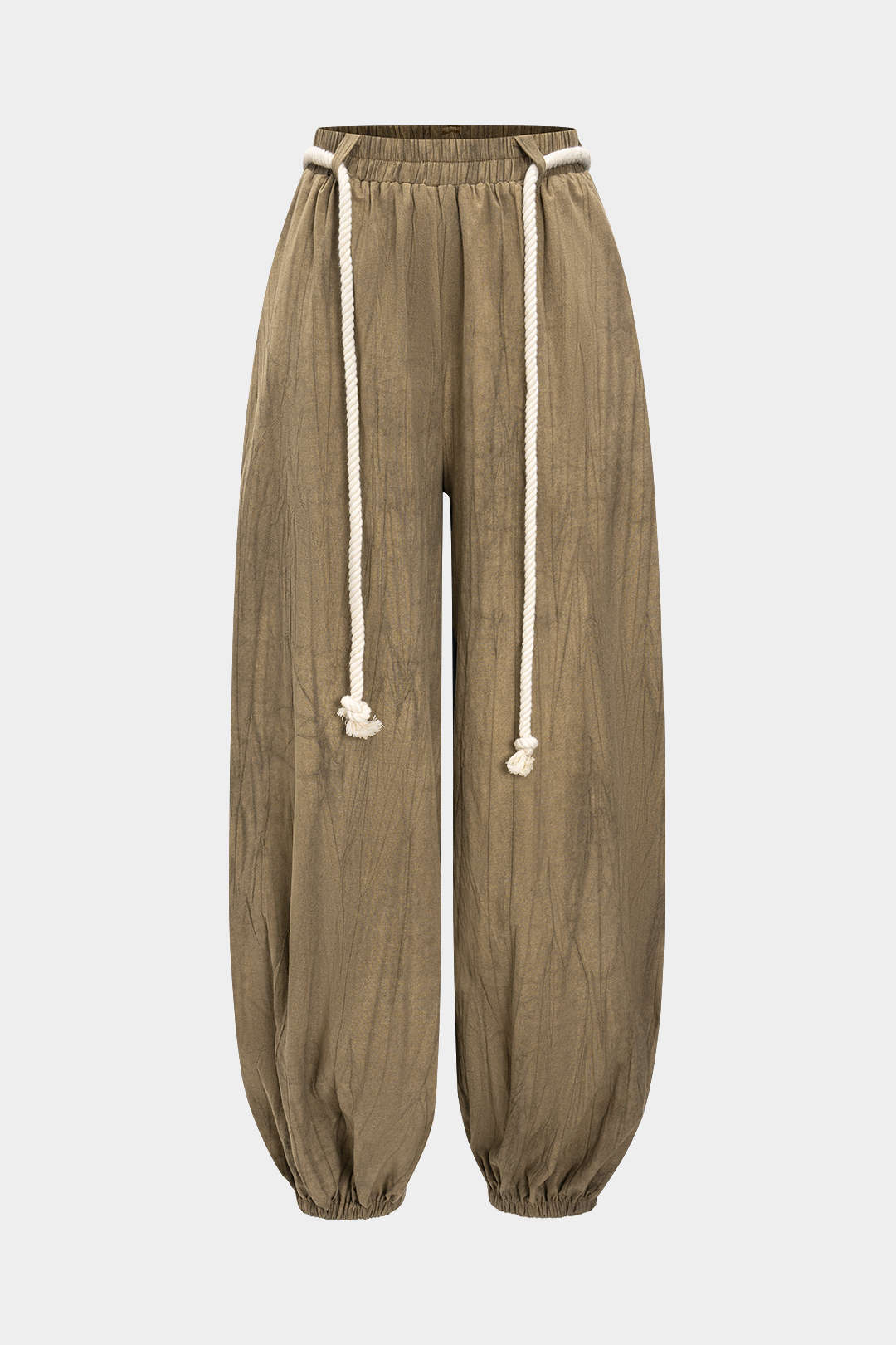 Pantalon met hoge taille en trekkoord