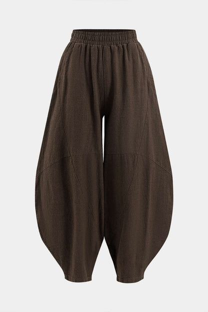 Ruched Pocket Wide Leg Barrel Trousers
