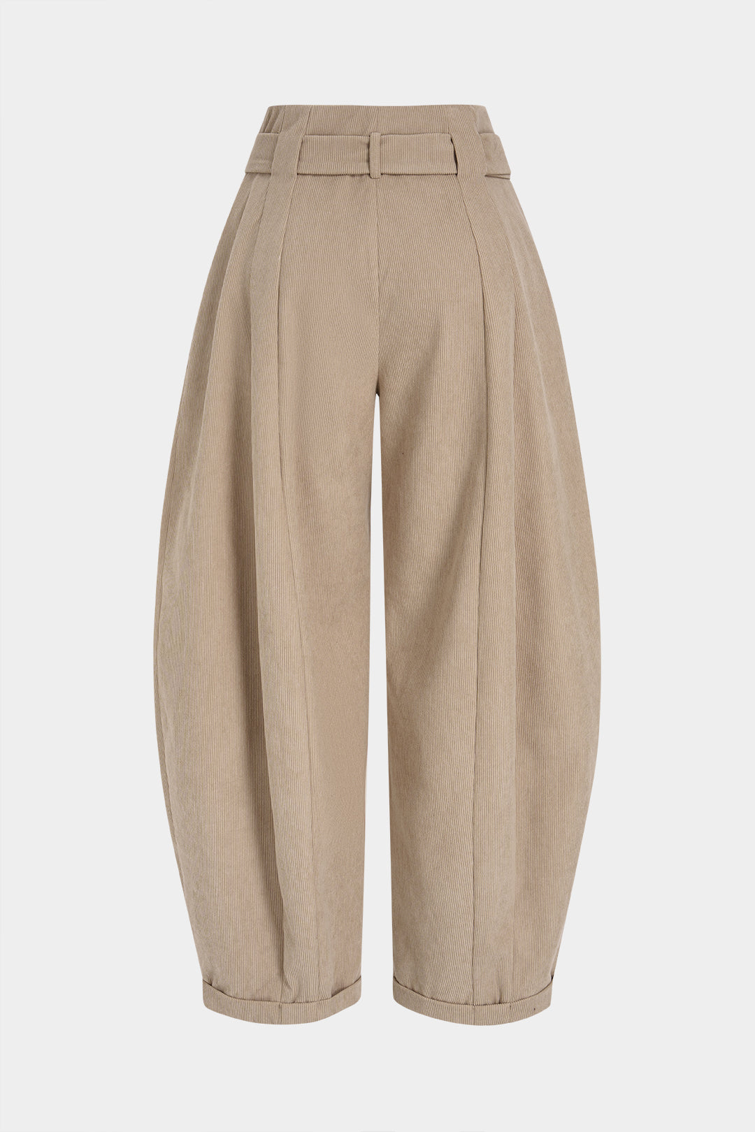 Ribfluwelen metallic broek met riem