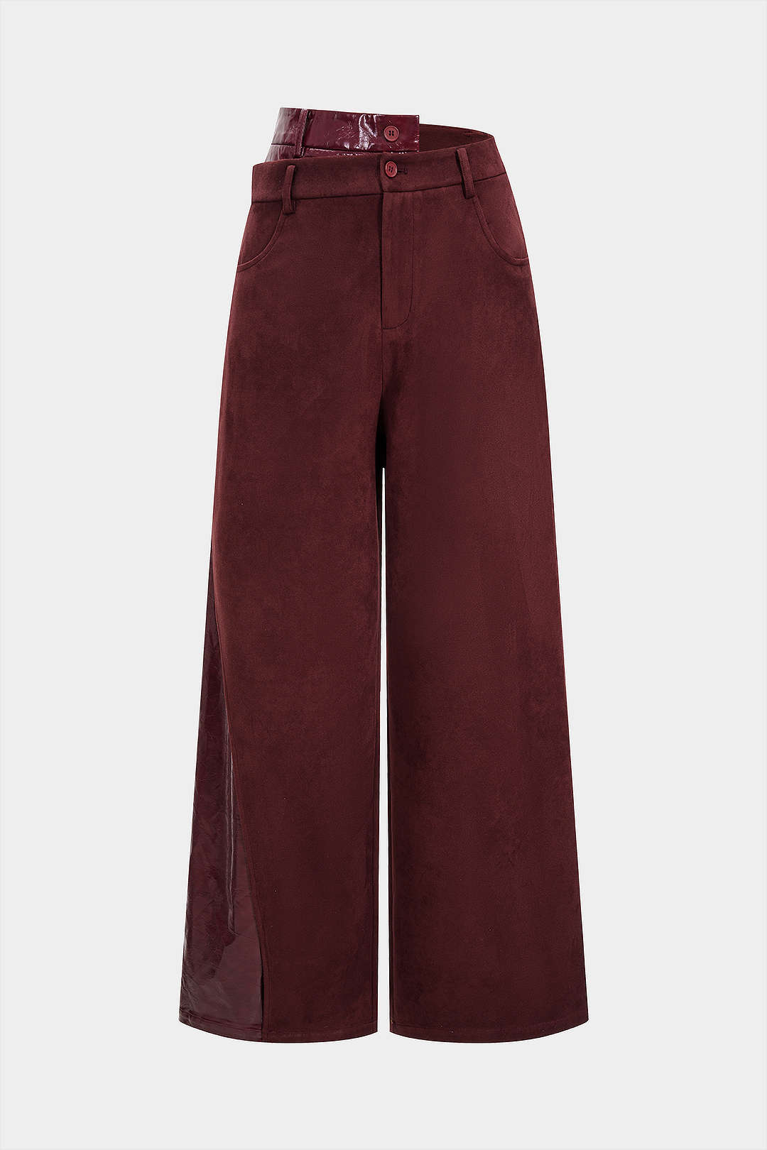 Leren-look suède broek met hoge taille