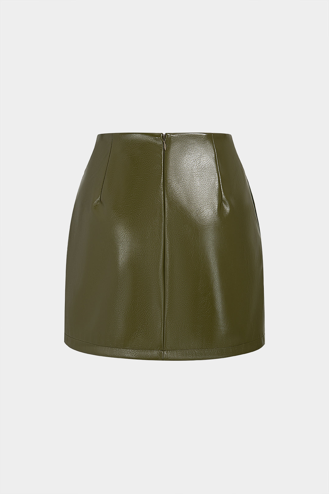 Leren-look metallic minirok met zakken