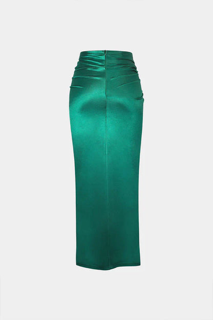 Midi-rok met gedraaid detail en hoge split