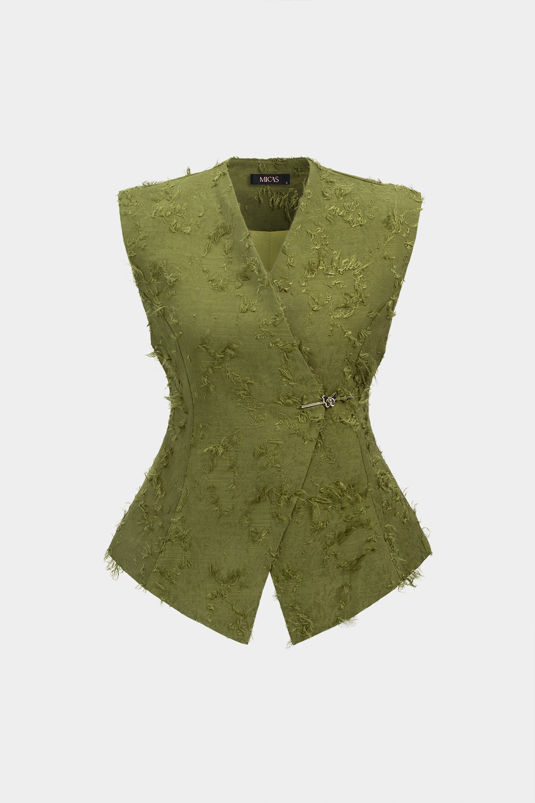 Gestructureerd asymmetrisch gilet met gesp