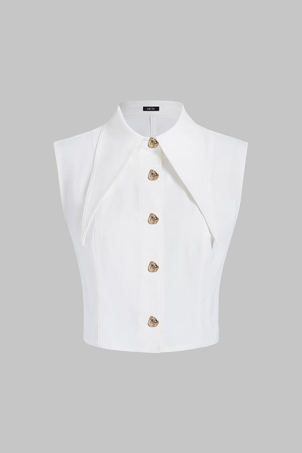 Metallic blouse met revers en knoopjes