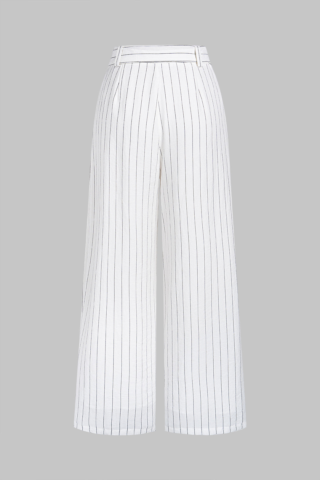 Gestreepte broek met hoge taille, knoopjes en wijde pijpen