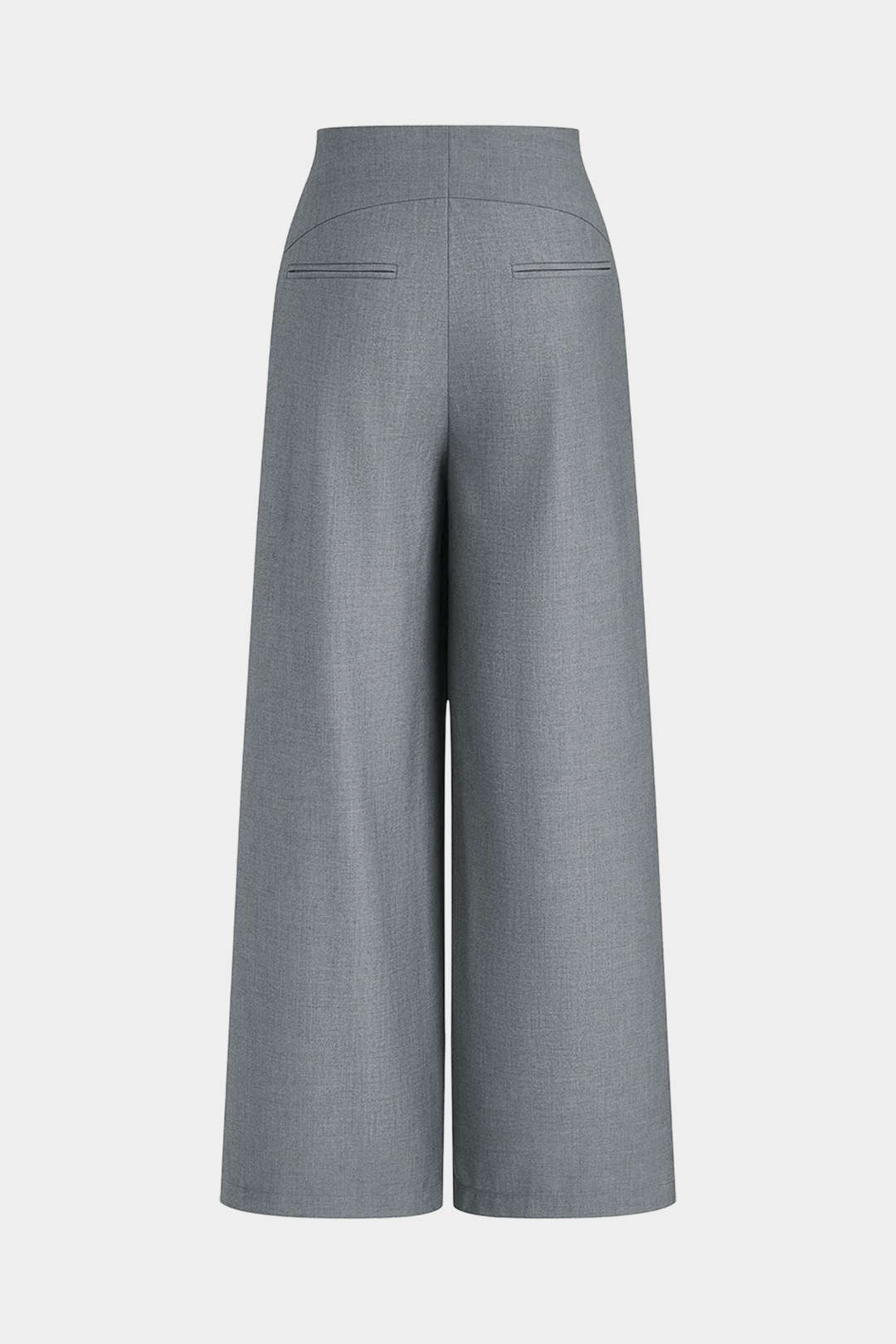 Asymmetrische broek met ruches en wijde pijpen