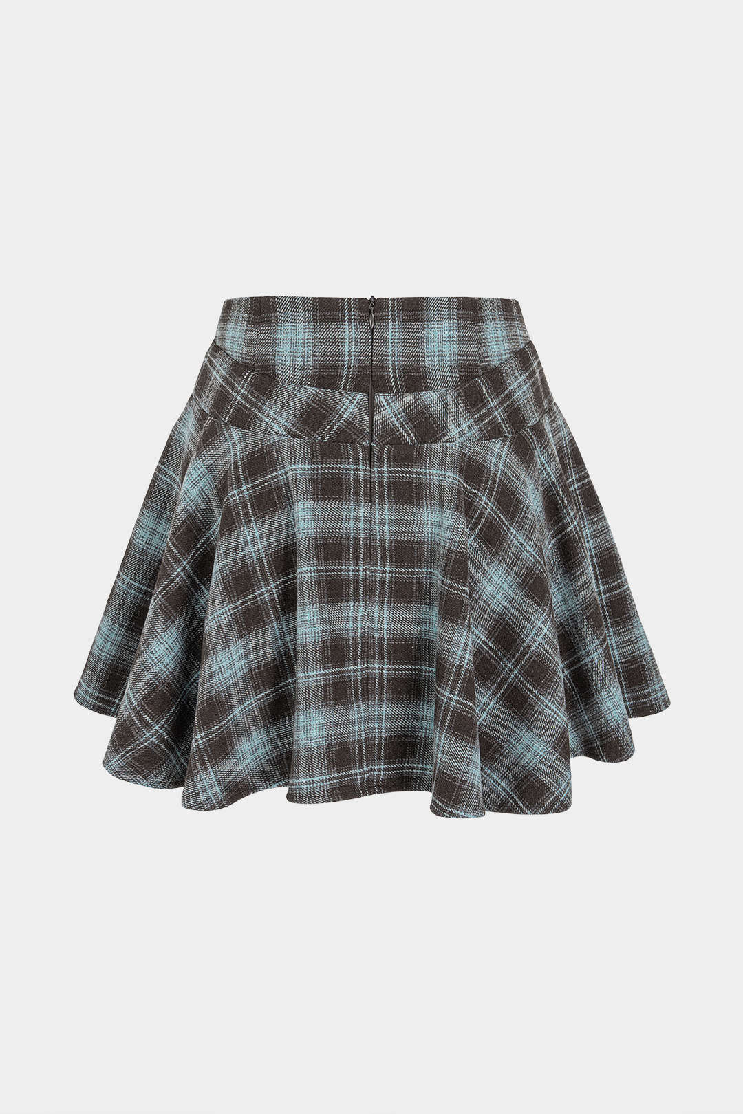 Geruite minirok met hoge taille en ruches