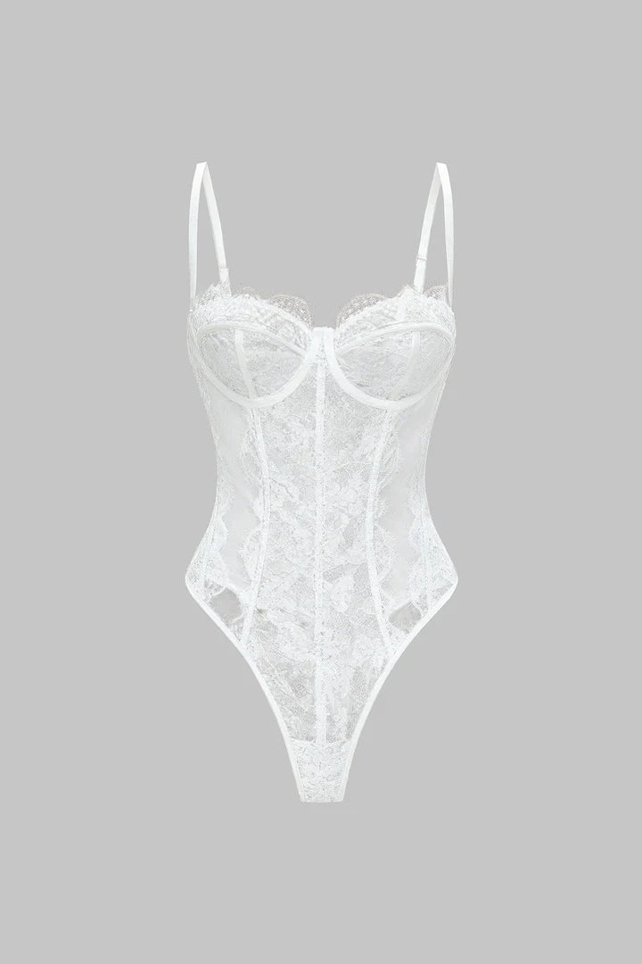Mesh patchwork bustier korset bodysuit