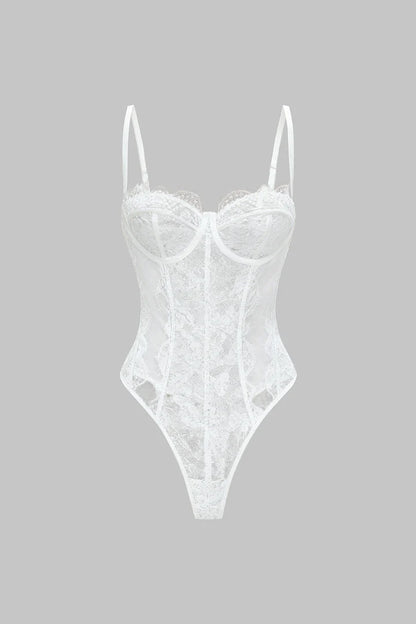 Mesh patchwork bustier korset bodysuit