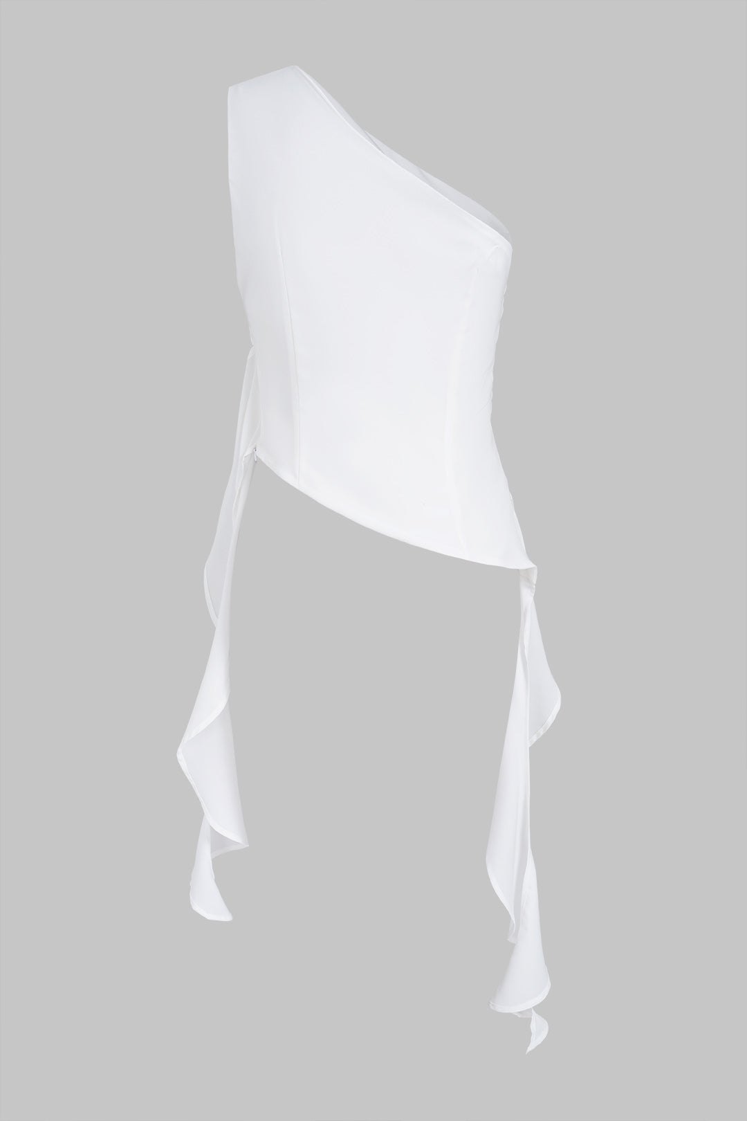 Effen tanktop met één schouder, uitsnijding en ruches