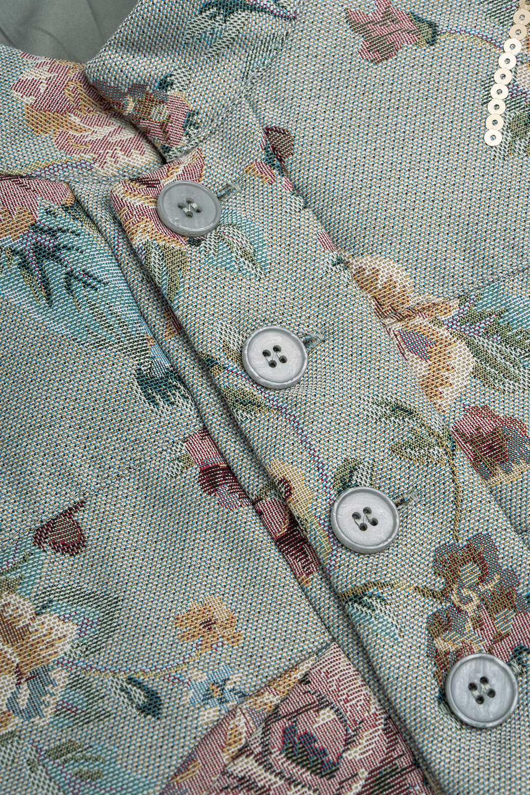 Bloemenprint jacquard jasje met knoopjes