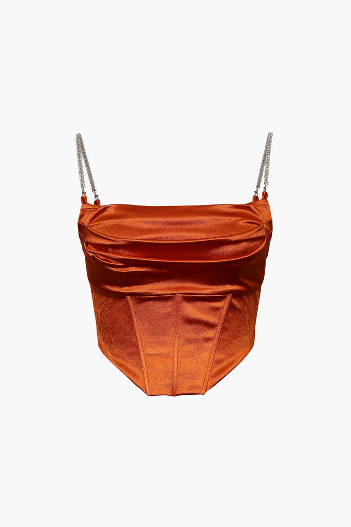 Satijnen gedrapeerde korsettop