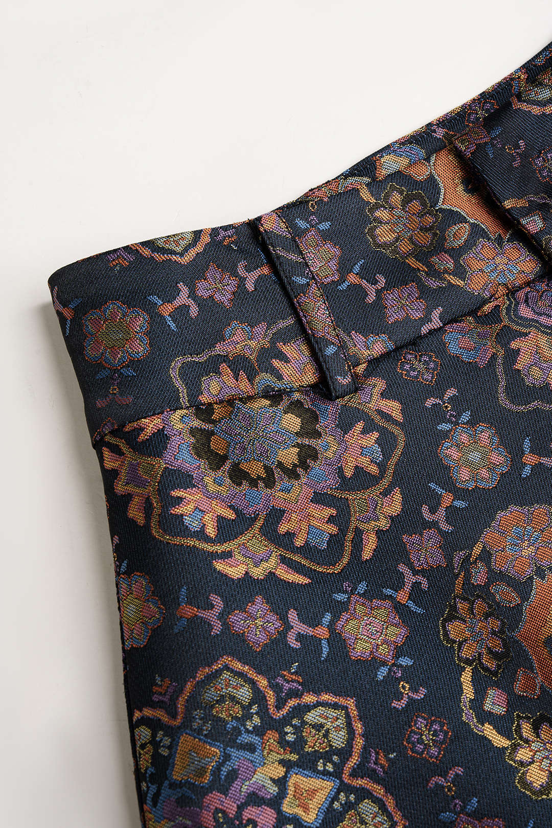 Jacquard short met hoge taille en wijde pijpen