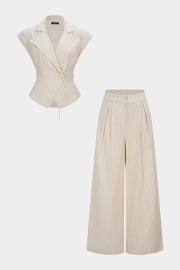 Gestreepte set met blazer en broek