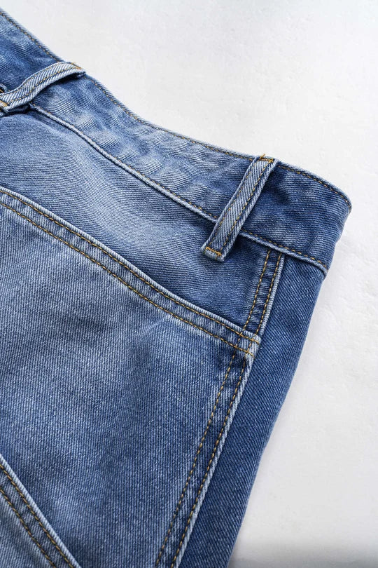 Denim jeans met wijde pijpen en verwassen look