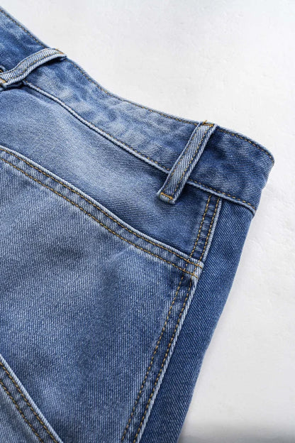 Denim jeans met wijde pijpen en verwassen look