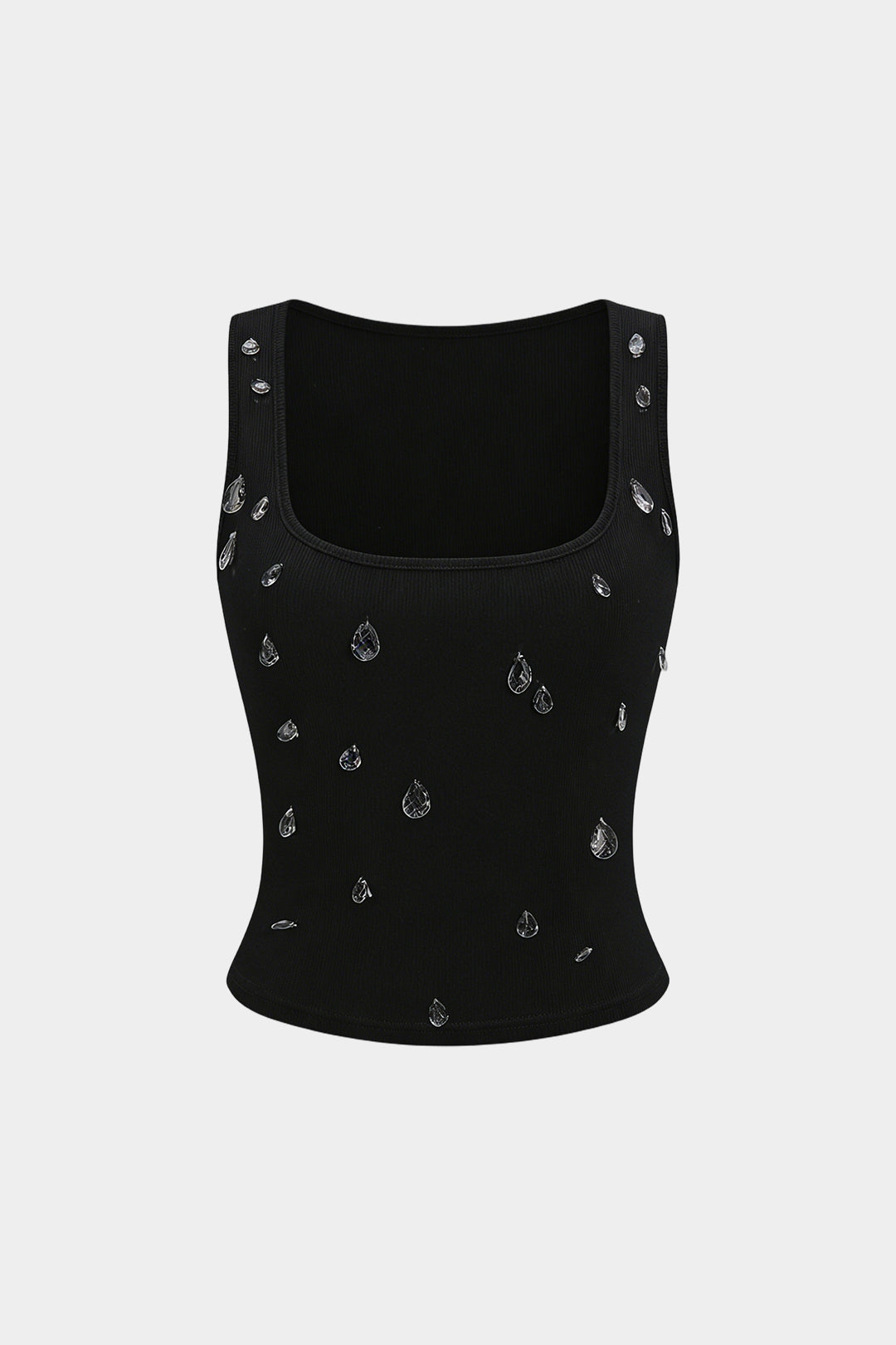 Rosa - Tanktop met strass en vierkante hals