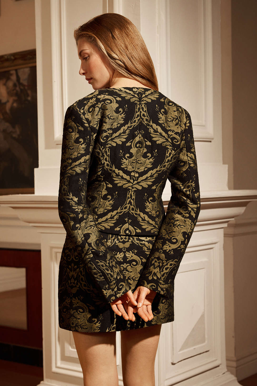 Jacquard asymmetrische blazer met knoopjes