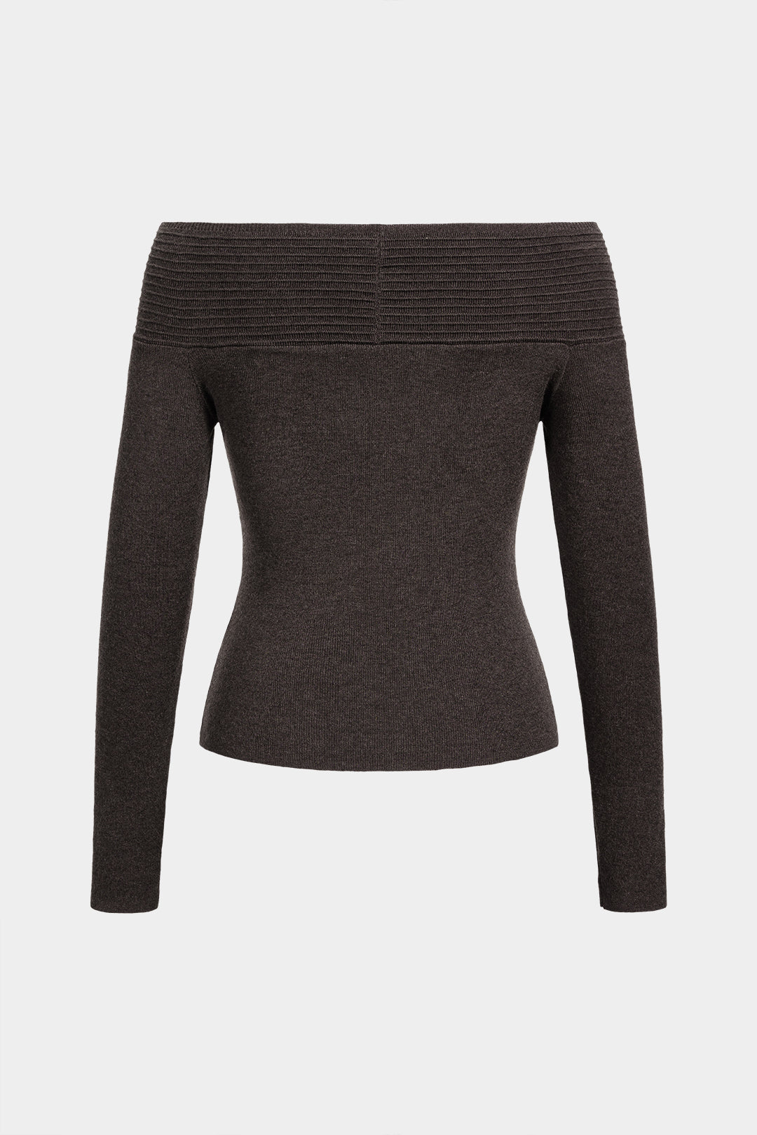 Gebreide top met blote schouders en gedraaid detail