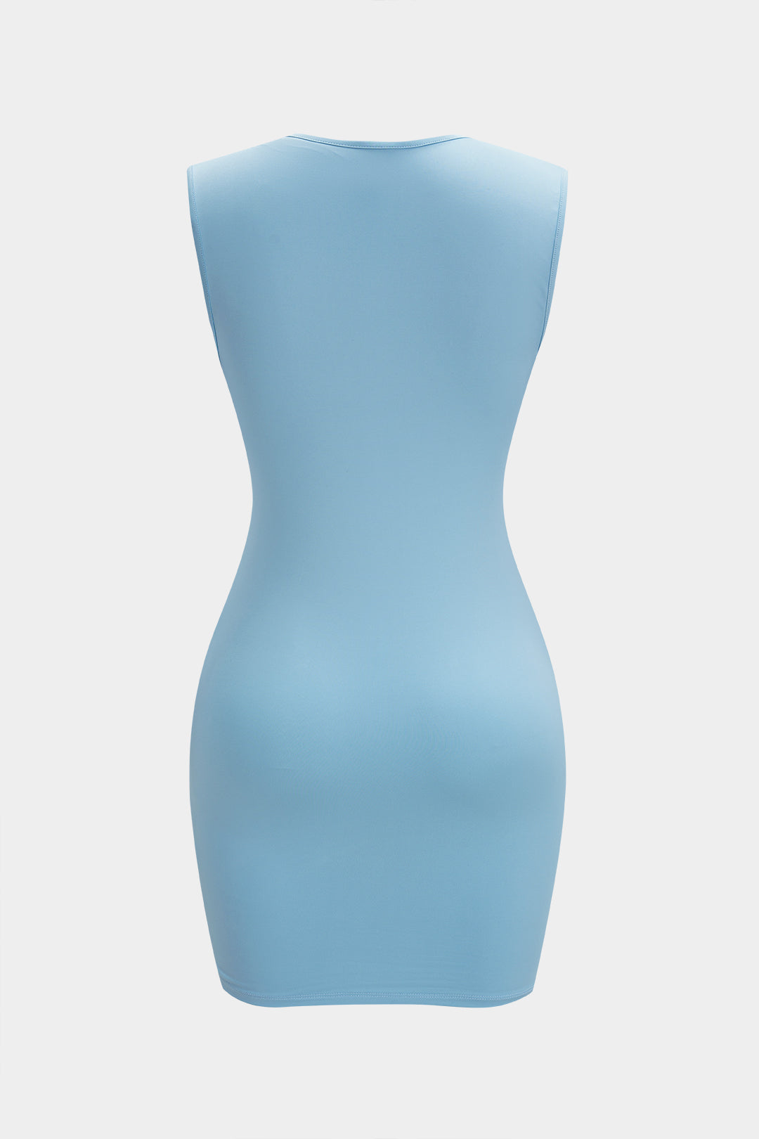 Mouwloze minijurk met V-hals, gedraaid detail en knoopdetail