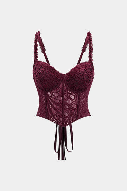 Bustiercorset met kanten afwerking en strik op de rug.